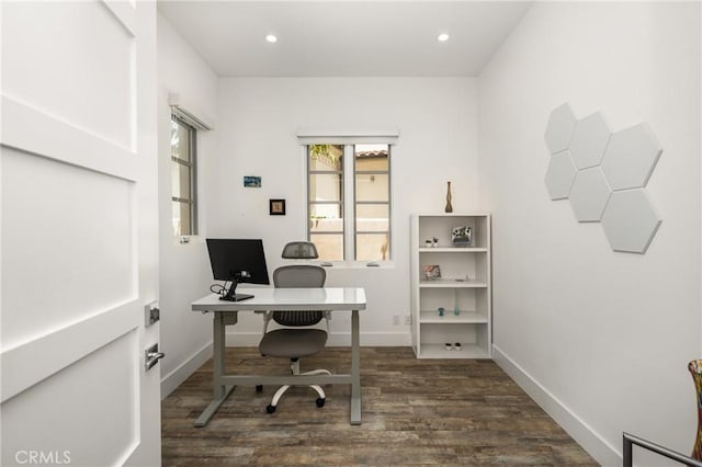 21 Alexa Ln, Ladera Ranch, CA 92694 - office with dark wood-style flooring and recessed lighting