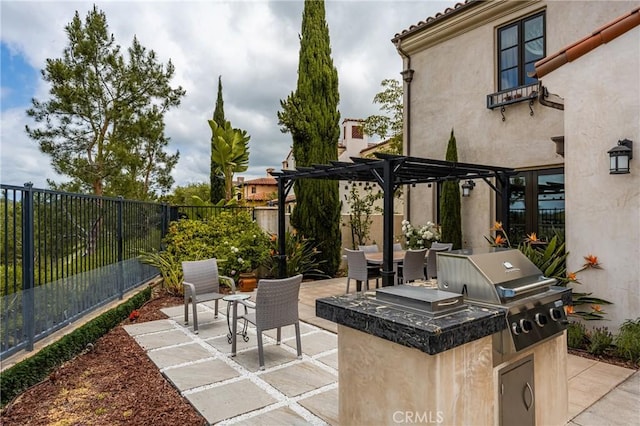 21 Alexa Ln, Ladera Ranch, CA 92694 - fenced backyard with area for grilling, a pergola, a patio, and outdoor dining area