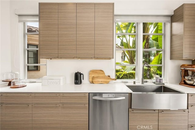 21 Alexa Ln, Ladera Ranch, CA 92694 - kitchen featuring dishwasher, modern cabinets, healthy amount of natural light, and light countertops