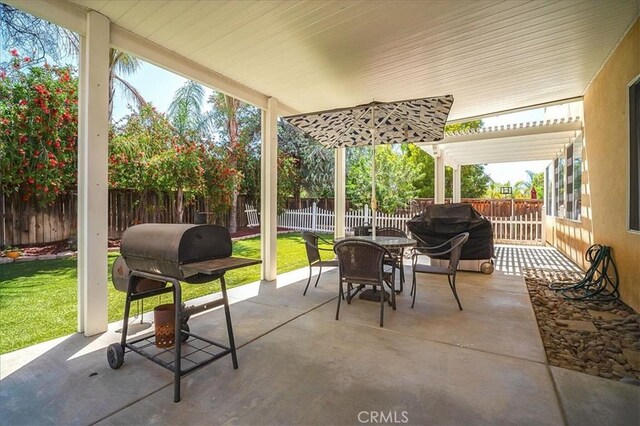 31961 Honeysuckle Cir, Winchester, CA 92596 - view of patio / terrace with outdoor dining area, a grill, and a pergola