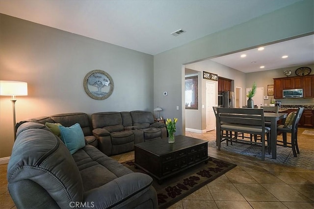 31961 Honeysuckle Cir, Winchester, CA 92596 - living area featuring tile patterned floors, recessed lighting, and baseboards