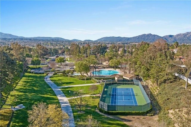 31937 Calle Galarza, Temecula, CA 92592 - drone / aerial view of a pool and a mountainous background