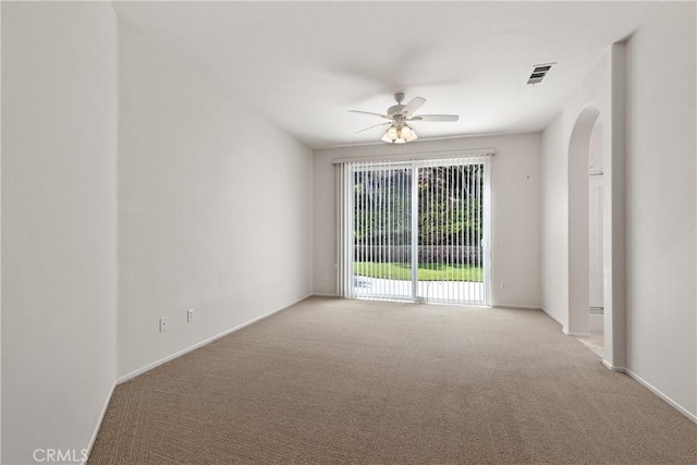 31937 Calle Galarza, Temecula, CA 92592 - carpeted spare room with a ceiling fan, arched walkways, and baseboards