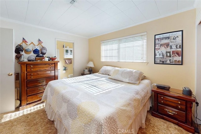 bedroom featuring crown molding and ensuite bathroom