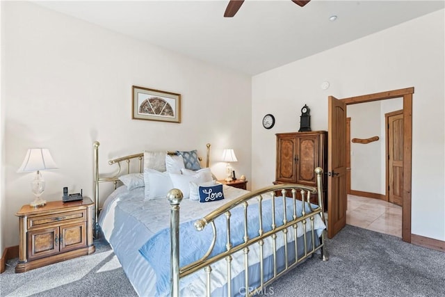 1305 Montreal Dr, Lake Arrowhead, CA 92352 - carpeted bedroom featuring baseboards and a ceiling fan