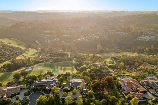birds eye view of property featuring a residential view and golf course view