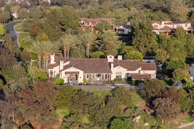 aerial view with a wooded view