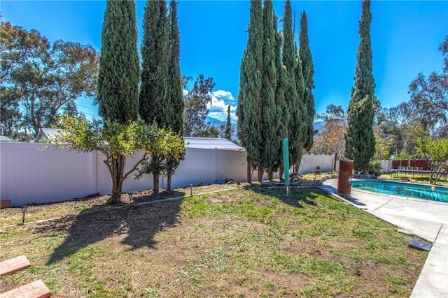 view of yard with a fenced backyard and a fenced in pool