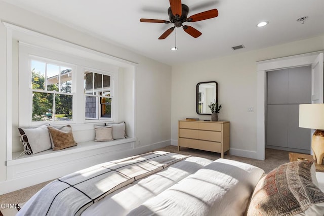 1954 Primrose Ave, South Pasadena, CA 91030 - bedroom with light colored carpet, recessed lighting, and a ceiling fan