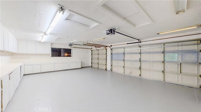 garage with a garage door opener
