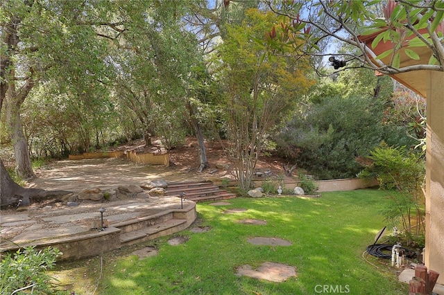 view of yard with fence and a patio area