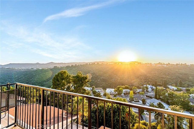 balcony featuring a mountain view