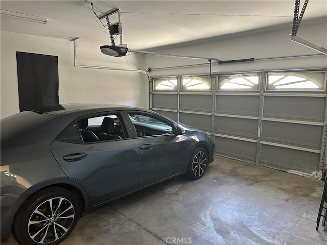 garage with a garage door opener