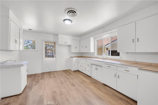 kitchen featuring visible vents, a sink, a wealth of natural light, and light countertops