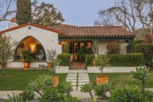 1241 Solita Rd, Pasadena, CA 91103 - back of property with a yard, a tiled roof, and stucco siding