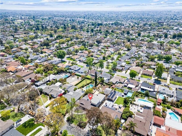 aerial view with a residential view