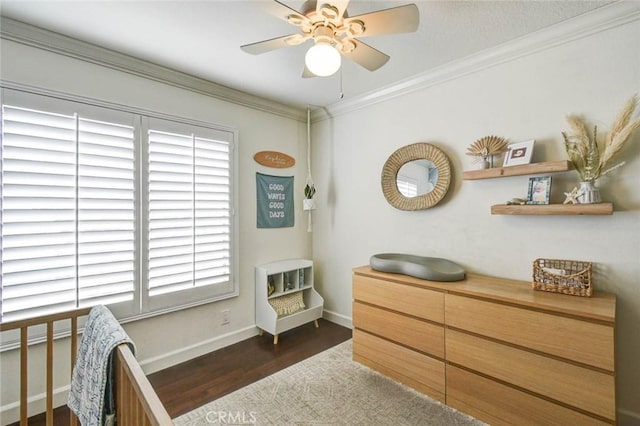166 N Singingwood St Unit 9, Orange, CA 92869 - bedroom featuring baseboards, ornamental molding, wood finished floors, and multiple windows