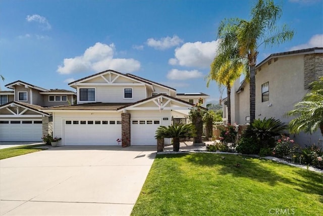 2830 Mount Niguel Cir, Corona, CA 92882 - craftsman-style home with an attached garage, driveway, and a front lawn