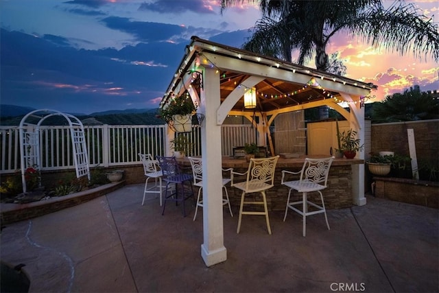 2830 Mount Niguel Cir, Corona, CA 92882 - view of patio with fence, outdoor dry bar, and a gazebo
