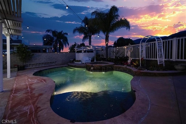 2830 Mount Niguel Cir, Corona, CA 92882 - view of pool featuring a patio, a fenced backyard, and a pool with connected hot tub