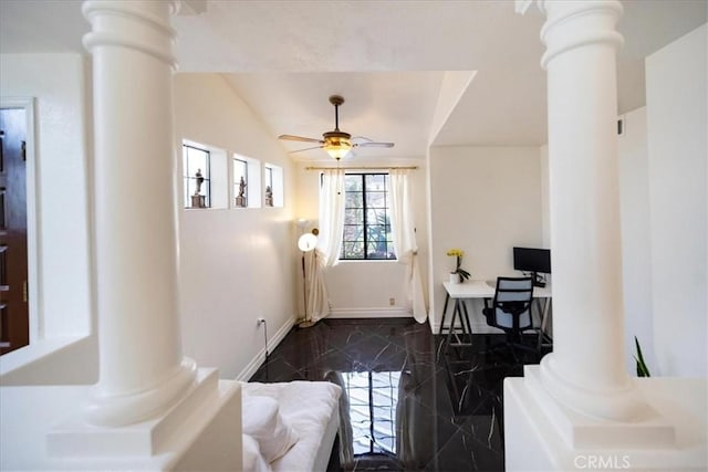 2830 Mount Niguel Cir, Corona, CA 92882 - entrance foyer featuring ornate columns and a ceiling fan
