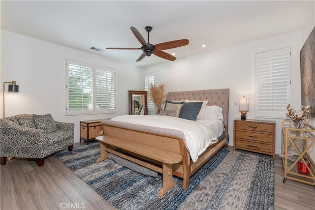 27014 Monterey Ave, Valencia, CA 91355 - bedroom featuring wood finished floors, recessed lighting, a ceiling fan, and baseboards