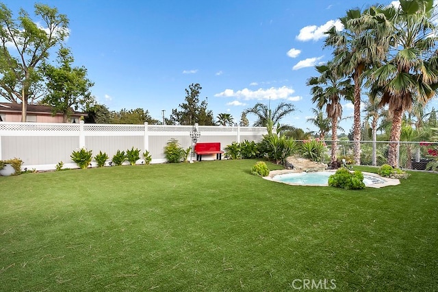 view of yard featuring a fenced backyard