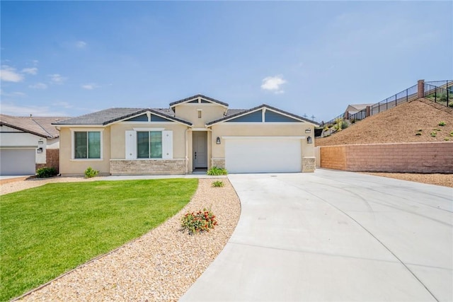 1528 Yucca Ct, Calimesa, CA 92320 - view of front of home with concrete driveway, an attached garage, and stucco siding