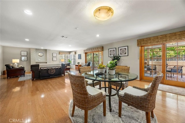 112 Morgan Ranch Rd, Glendora, CA 91741 - dining space featuring visible vents, recessed lighting, light wood-style flooring, and baseboards