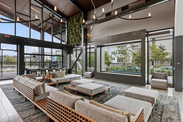 10456 Newbliss Way, Mira Mesa, CA 92126 - building lobby with a high ceiling and wood ceiling