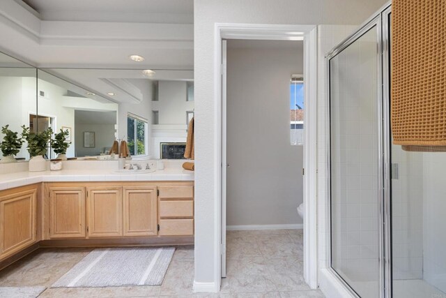 1366 Via Cibola, Oceanside, CA 92057 - full bath featuring vanity, tile patterned flooring, toilet, and a shower stall