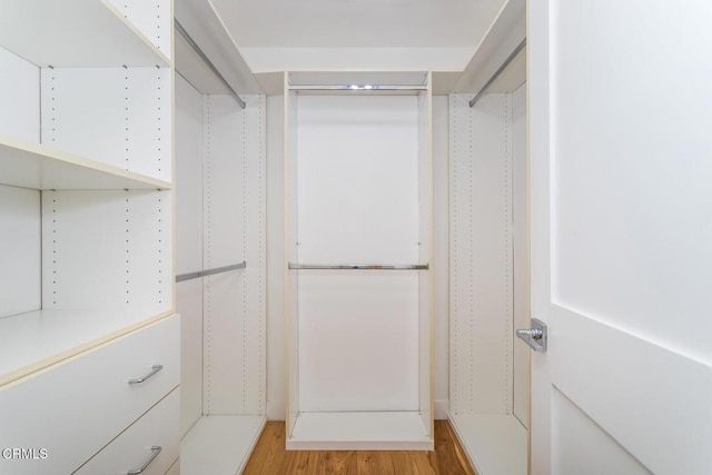 walk in closet featuring light wood-style flooring