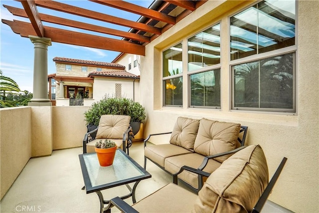 232 Village Commons Blvd Unit 21, Camarillo, CA 93012 - view of patio / terrace featuring an outdoor living space and a pergola