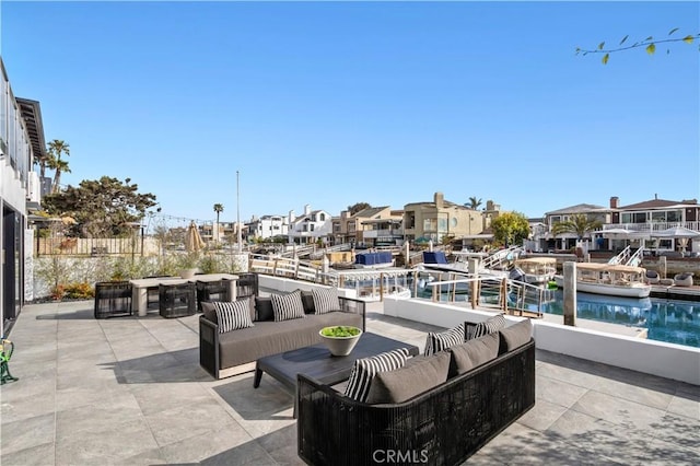 view of patio / terrace with outdoor lounge area and a residential view