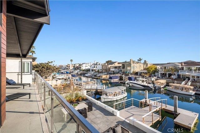 view of dock featuring a water view