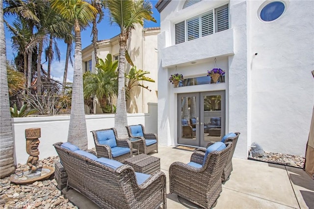 view of patio / terrace with french doors and outdoor lounge area