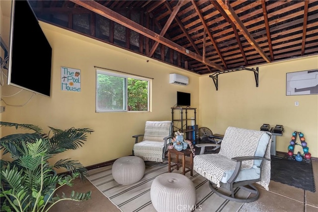 view of patio featuring a wall unit AC