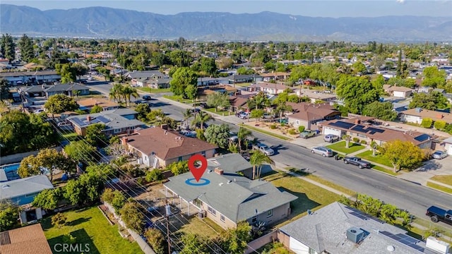 aerial view featuring a residential view and a mountain view