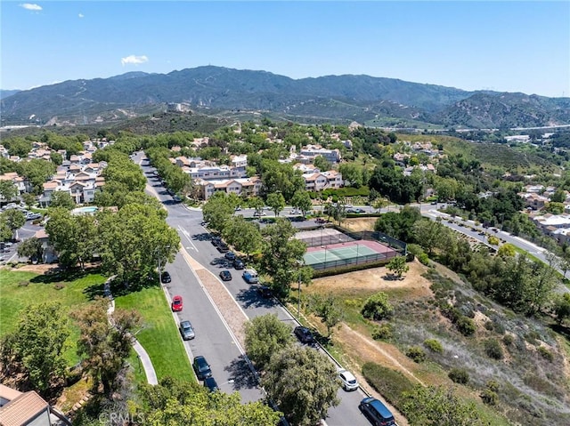 birds eye view of property featuring a residential view and a mountain view