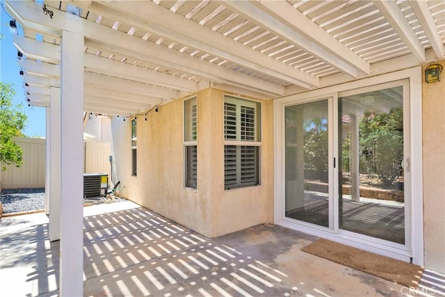40684 Corte Albara, Murrieta, CA 92562 - view of patio / terrace featuring fence, a pergola, and cooling unit