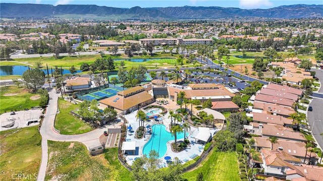 40684 Corte Albara, Murrieta, CA 92562 - birds eye view of property with view of golf course, a residential view, and a water and mountain view