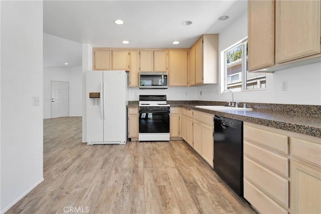 40684 Corte Albara, Murrieta, CA 92562 - kitchen with a sink, dishwasher, white fridge with ice dispenser, stainless steel microwave, and gas range oven
