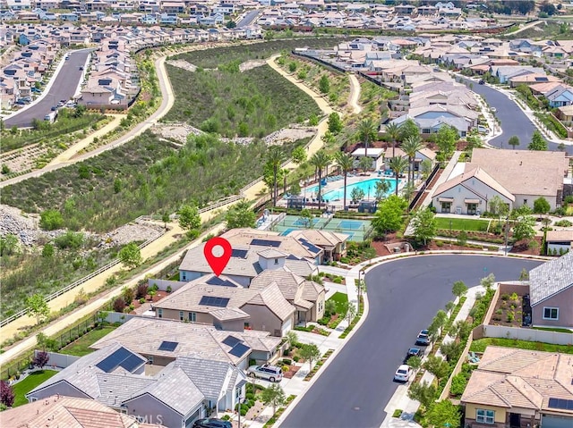 drone / aerial view with a residential view