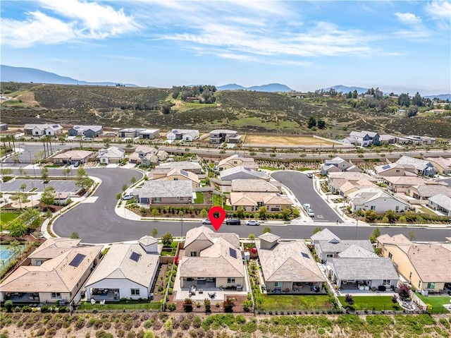 bird's eye view with a mountain view and a residential view