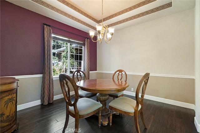 14124 Rollins Ct, Magalia, CA 95954 - dining space with baseboards, a notable chandelier, and wood finished floors