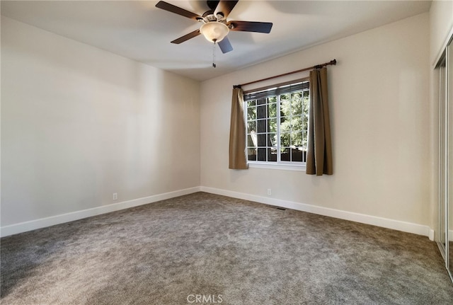 14124 Rollins Ct, Magalia, CA 95954 - carpeted empty room with a ceiling fan, baseboards, and visible vents