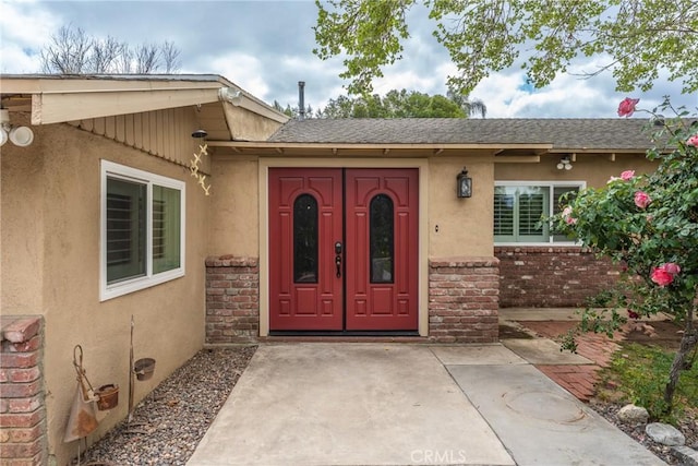 31869 Florida St, Redlands, CA 93373 - doorway to property with stucco siding and brick siding