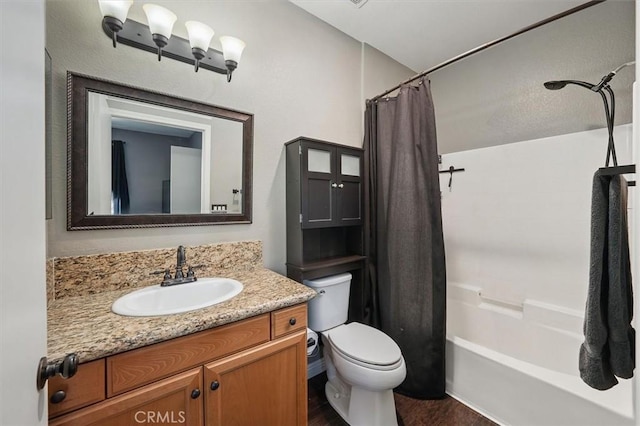 13836 Balboa Blvd Unit 164, Sylmar, CA 91342 - bathroom with vanity, toilet, wood finished floors, and shower / bath combination with curtain