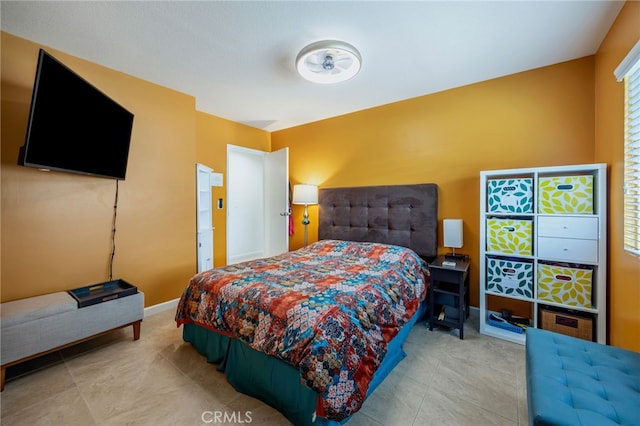 bedroom with tile patterned flooring