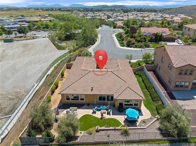 aerial view with a residential view